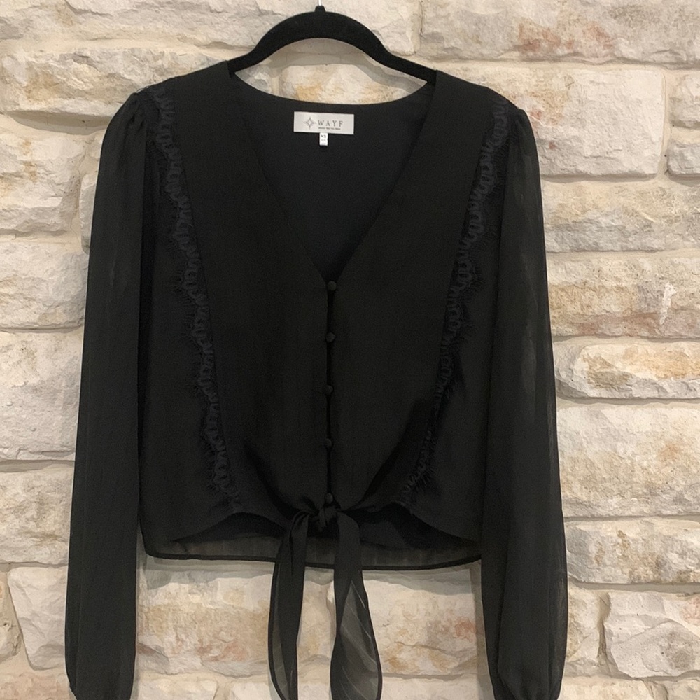 WAYF black semi sheer blouse, size XS